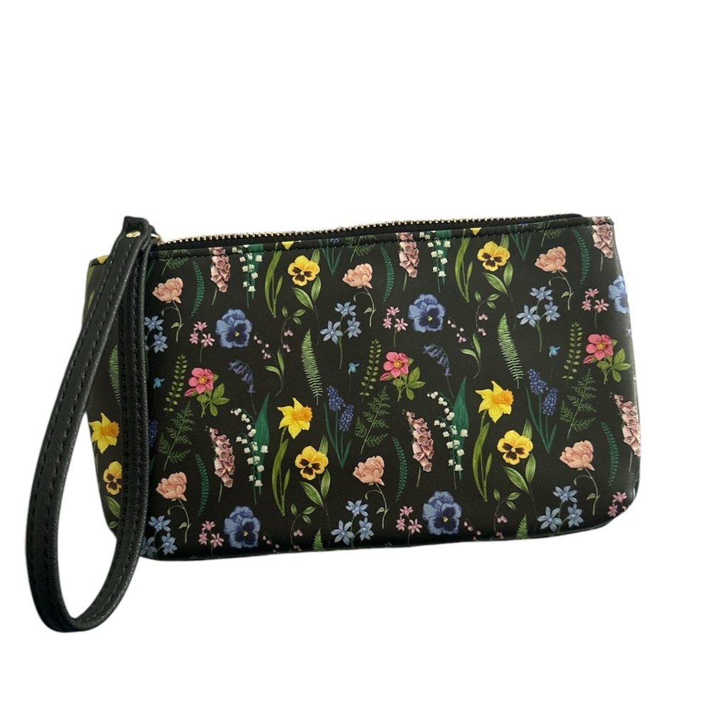 JUICY COUTURE BLACK/MULTI FIELD FLORAL WALLET/WRISTLET/FAUX LOCK NWOT - Picture 4 of 9